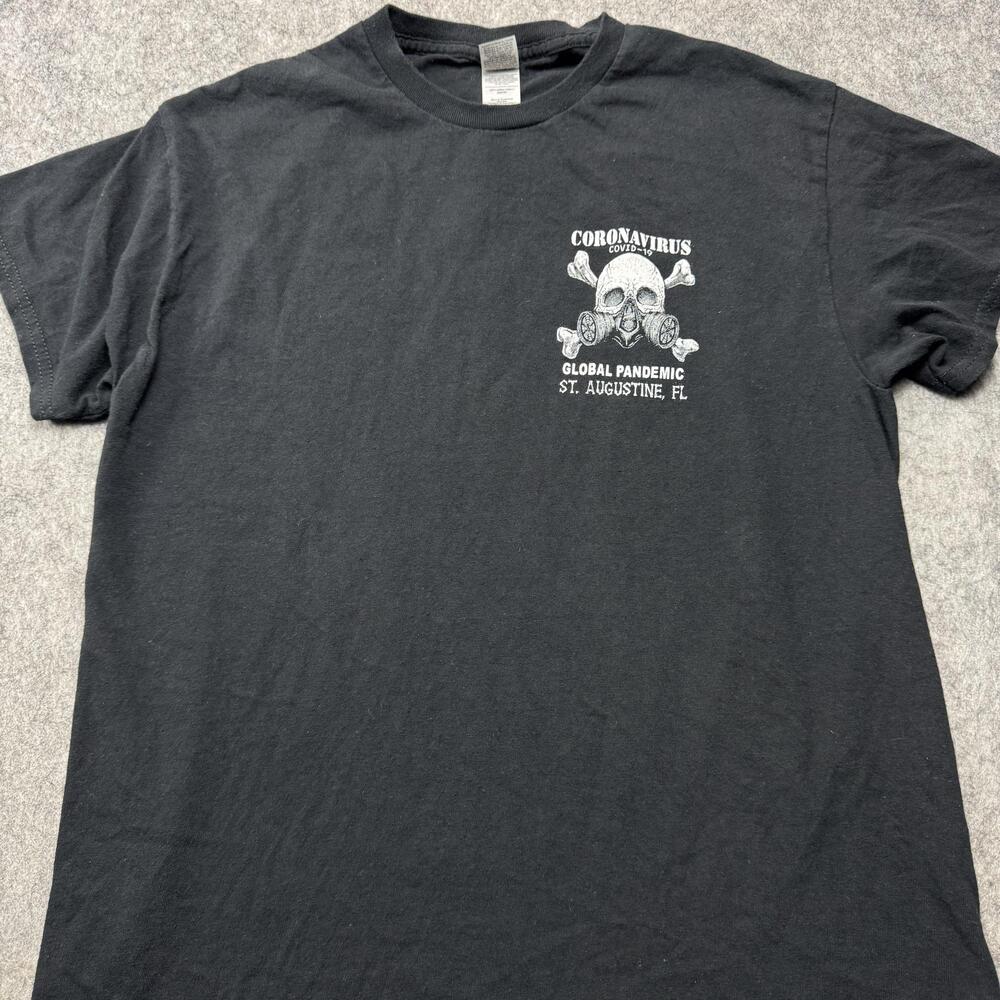 Coronavirus Shirt Mens Medium Black Global Pandemic Skull Gas Mask Augustine Tee